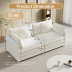 Modular Sectional Sofa, 76.7 Inch I-Shaped Cloud Sofa with Deep Seat Comfortable Chenille Sofa with Cushion Double Sectional Sofa for Living Room Apartment, White