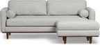 SIMPLIHOME Morrison Mid-Century Modern 89 inch Wide Sofa with Ottoman Set in Mist Grey Woven-Blend Fabric for the Living Room and Family Room