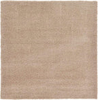 Unique Loom Solid Shag Collection Area Rug (7' 10" Square, Taupe)