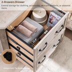 T4TREAM 2 Drawer File Cabinet-30 Wide Wooden Extended Desktop, Farmhouse Filing Cabinet with Smooth Rails, Holds Letter/Legal/A4, Hexagonal Design & Framed Drawer Fronts, Light Rustic Oak