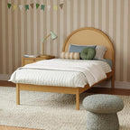 Babyletto Bondi Cane Twin Bed for Kids - GREENGUARD Gold Certified - Twin Bed Frames with Arched Cane Headboard - Universal Mattress Fit - No Box Spring Needed - Perfect for Boys & Girls Room