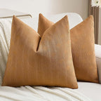 FUTEI Bronze Chenille Decorative Throw Pillow Covers 22x22 Inch Set of 2,Soft Cozy Striped Geometric Patterns Cushion Case,Modern Home Decor for Couch Bed Living Room
