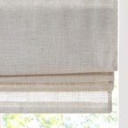 Madison Park Kyler Cordless Roman Shades - Single Panel, Lightweight Linen Blend Fabric, Natural Design, Easy Installation, Light Filtering Window Blind, Bedroom, Living Room Decor 27"W x 64"H Natural