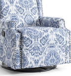 Lumibee Recliner Chair, 360° Swivel Rocker Recliner Chair with Footrest High Back, Comfy Upholstered Glider Rocking Chair for Living Room Bedroom (Navy)