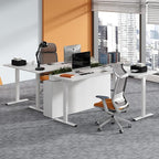 SANODESK Electric Height Adjustable 3 Leg Corner Desk Frame, up to 220lbs, Sit Stand Ergonomic L Shaped Frame Only, White