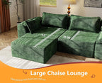 Hobestluk 120" Cloud Sectional Couch 3-Seater Sofa with Deep Seat Modular Sofa with Removable Cover Large Sofa Couch for Living Room (Green, 3-Seater Sofa)