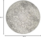 SAFAVIEH Evoke Collection Area Rug - 5'3" Round, Grey & Ivory, Distressed Design, Non-Shedding & Easy to Clean, Ideal for Living Room, Bedroom, Dining Space (EVK256D)