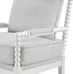 Morden Fort Linen Fabric Spindle Accent Chair with Wood Frame, French Style Accent Chairs with Padded Spring Seat and Armrest Pads, Brushed Base for Living Room Bedroom Farmhouse Office Balcony