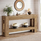 Tribesigns 63" Console Table with 2 Drawers, Farmhouse Entryway Table with Storage Shelf and Sturdy Legs, Wooden Sofa Table for Living Room, Hallway, Entrance (Brown)