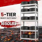 Yaheetech Storage Shelves 5 Tier Garage Shelving Heavy Duty Garage Shelves Adjustable Metal Shelving Unit Utility Rack Industrial Shelving for Warehouse Pantry Closet, 27.5" W x 12" D x 60" H, Silver