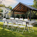 10 Pack White Plastic Folding Chairs with 350-LBS Capacity, Portable Indoor Outdoor Chairs, Stackable Commercial Seat with Steel Frame for Office, Party, Events, Wedding, Kitchen
