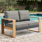 LayinSun Aluminum Patio Furniture Set 2 Seat Loveseat, Oversized Seat with Hight Back, Outdoor Conversation Sets for Porch, Balcony, Deck