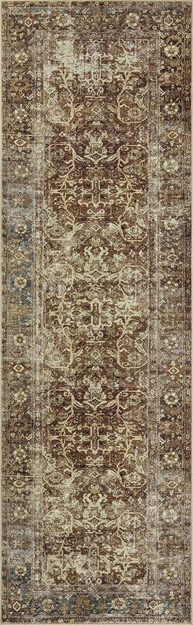 Loloi Magnolia Home by Joanna Gaines Sinclair Collection SIN-01 Rust/Lagoon 5'-0" x 7'-0", .25" Pile Height, Machine Washable, Area Rug