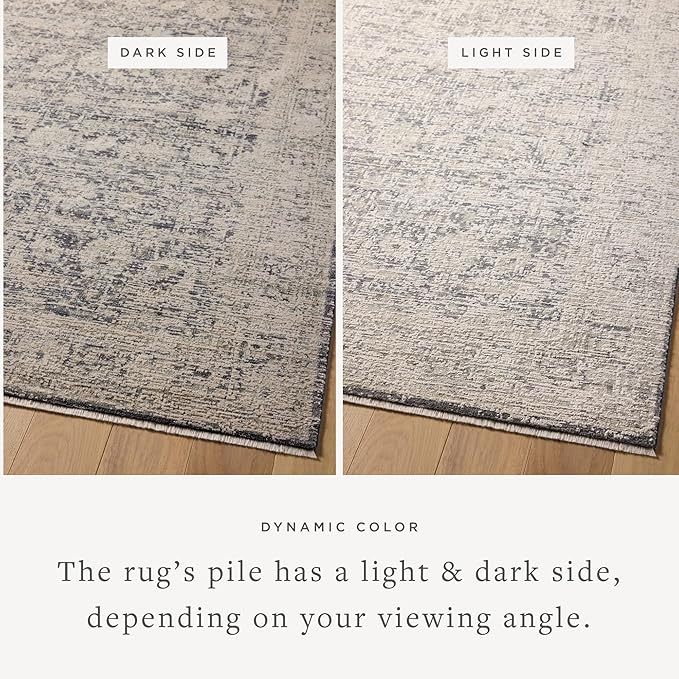Loloi Amber Lewis Alie Collection ALE-05 Charcoal/Beige 7'-10" x 10', .13" Pile Height, Area Rug
