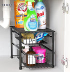 Simple Houseware Stackable 2 Tier Basket Drawer, Black
