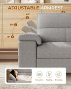 88.97" Modern Sofa Couches for Living Room, Deep Seat Sofas with 8”Cushion, Comfy 2-Seater Chenille Loveseat with Convertible Armrest, Removable Sofa Cover, High Leg(Light Gray)