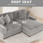 Cloud Sectional Couch with L-Shape Chaise, Modern Modular Sofa with Deep Seat, Upholstered Couches for Living Room Bedroom, Light Grey