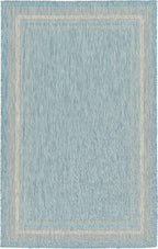Unique Loom Outdoor Border Collection Area Rug - Soft Border (5' 1" x 8' Rectangle, Aquamarine/ Ivory)