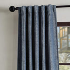 Martha Stewart Naples Chenille Solid Back Tab Window Curtain Panel Pair, 84", Navy