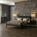 Camaflexi Mid-Century Panel Bed - Queen Size - Black Finish