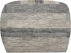 SIMPLIHOME Clay Boho Square Pouf in Grey Melange Cotton for the Living Room, Bedroom and Kids Room