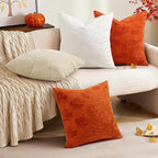 decorUhome Decorative Two Rust Pumpkins Thanksgiving Throw Pillow Covers 20x20 Set of 2, Soft Chenille Jacquard Farmhouse Textured Pillow Covers for Couch Bed Sofa Autumn Harvest Halloween Holiday