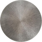 Kate and Laurel Engles Traditional Adjustable-Height Pedestal Drink Table; 10 x 10 x 30; Antique Silver; Vintage Round Indoor Metal Plant Stand with Embossed Sunburst Pattern