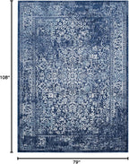 SAFAVIEH Evoke Collection Area Rug - 6'7" x 9', Navy & Ivory, Distressed Design, Non-Shedding & Easy to Clean, Ideal for Living Room, Bedroom, Dining Space (EVK256A)