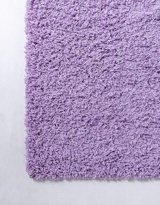 Unique Loom Solid Shag Collection Area Rug (6' 1" x 9' Rectangle, Lilac)