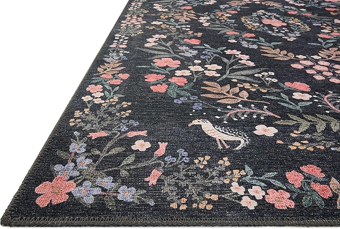 Loloi Rifle Paper Co. Maison Collection MAO-04 Tuileries Black 5'-0" x 7'-6", .19" Pile Height, Area Rug