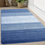 Kitinjoy Indoor Outdoor Door Mat, 71x47 Non-Slip Absorbent Dirt Trapper, Low-Profile Washable Inside Entrance Front Floor Mat, Sturdy Soft Entry Doormats for Entryway, Navy Blue
