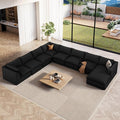 Vesgantti 204.7" Oversized Sectional Boneless Couch, Modern 9 Seater Modular Sofa with Chaise, Deep Seat Convertible Plush Corduroy Cloud Couches for Living Room, No Assembly Required, Black