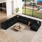 Vesgantti 204.7" Oversized Sectional Boneless Couch, Modern 9 Seater Modular Sofa with Chaise, Deep Seat Convertible Plush Corduroy Cloud Couches for Living Room, No Assembly Required, Black