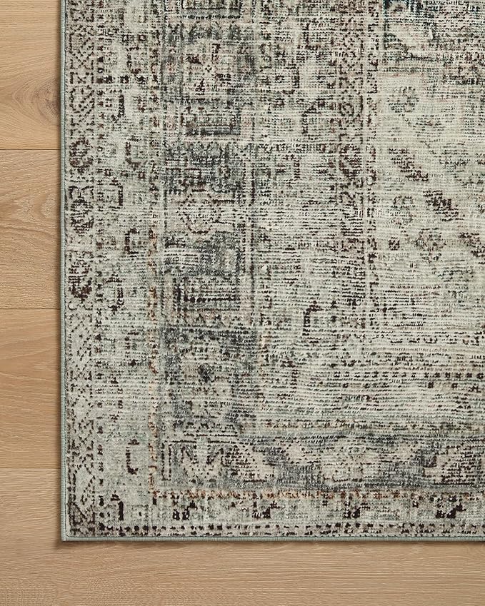 Loloi Magnolia Home by Joanna Gaines Sinclair Collection SIN-04 Natural/Sage 2'-3" x 3'-9", .25" Pile Height, Machine Washable, Accent Rug
