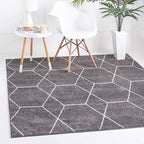 Unique Loom Trellis Frieze Collection Area Rug - Geometric (6' Square, Dark Gray/ Ivory)
