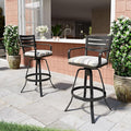 Pellebant 29.5" Outdoor Barstools Set of 2, Aluminum Swivel Patio Bar Height Stools with Back & Footrest, Rust-Proof Tall Bar Stool Chairs for Deck Lawn Garden,Milano Char