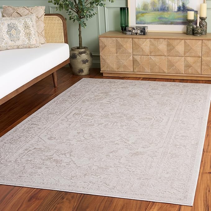 SAFAVIEH Reflection Collection Area Rug - 5'1" x 7'6", Cream & Ivory, Non-Shedding & Easy Cleaning, Ideal for Living Room, Bedroom (RFT665D)