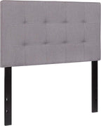 EMMA + OLIVER Quilted Tufted Twin Size Headboard in Light Gray Fabric
