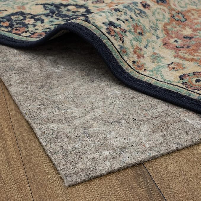 Mohawk Home 4' 10" Round Non Slip Rug Pad Gripper 1/4 Thick Dual Surface Felt + Rubber Gripper - Safe for All Floors
