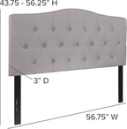 EMMA + OLIVER Arched Button Tufted Full Size Headboard in Light Gray Fabric