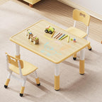 Brelley Kids Table and 2 Chairs Set, Height Adjustable Toddler Desk 31.5" L x 23.6" W and Chair Set, Graffiti Desktop, Classroom/Daycare/Home, Children Multi-Activity Table for Ages 2-8