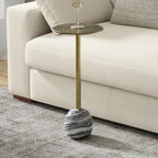SIMPLIHOME Melene Modern Contemporary 12 inch Wide Metal Side Table in Gold/Grey for The Living Room and Bedroom