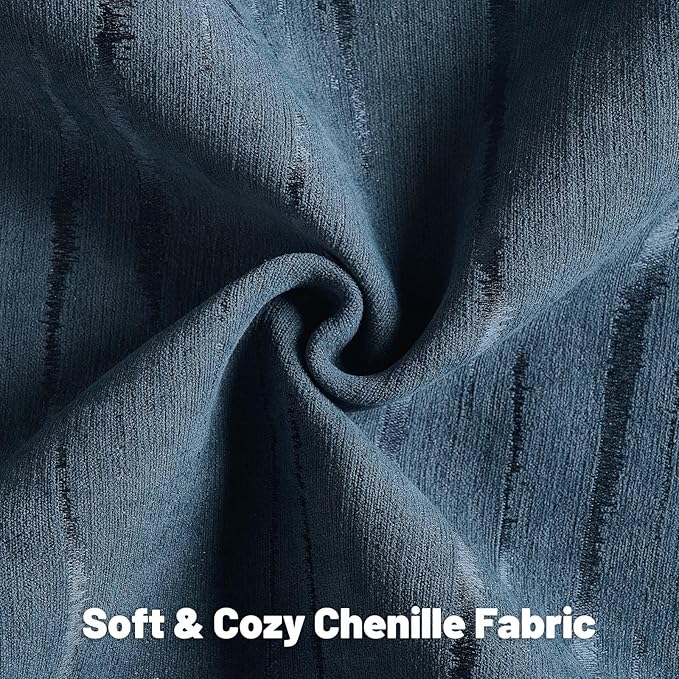 FUTEI Navy Blue Chenille Decorative Throw Pillow Covers 22x22 Inch Set of 2,Soft Embossed Striped Textured Cushion Case,Modern Home Decor for Couch Bed Living Room