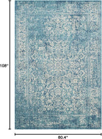 SAFAVIEH Evoke Collection 6'7" x 9' Blue/Ivory EVK256C Oriental Distressed Non-Shedding Living Room Bedroom Dining Home Office Area Rug