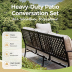 Patio Furniture Set 5 pcs, Outdoor Patio Furniture, 3-Seat Sofa, 2 Swivel Chairs, 2 Ottomans and 5.75" Extra Thick Cushion, Patio Conversation Set for Garden Backyard Deck,Beige