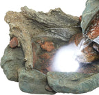 Alpine Corporation 20" Long Indoor/Outdoor River Rock Waterfall Tabletop Fountain with LED Lights
