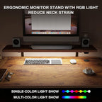EUREKA ERGONOMIC Standing Desk with Keyboard Tray, Computer Desk, 61" L Shaped Electric Adjustable Height Desk w Monitor Stand LED, Corner Sit Stand Desk Gaming Desk, Dual Motor,Left/Rustic Brown
