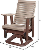 DutchCrafters Horizontal Slat High Roll Back Glider Poly Patio Chair (Tudor Brown & Weathered Wood)