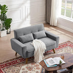 48" Small Loveseat Sofa, Mid Century Modern Love Seat with Back Cushions and Plastic Legs, 2 Seater Couches for Living Room, Bedroom, Small Spaces, Light Grey