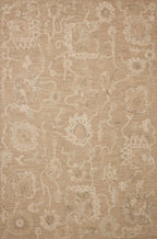 Loloi Chris Loves Julia Dorothea Collection DRT-01 Sand/Pebble 2'-6" x 7'-6" Runner Rug Wool Neutral Floral Living Room Bedroom Carpet